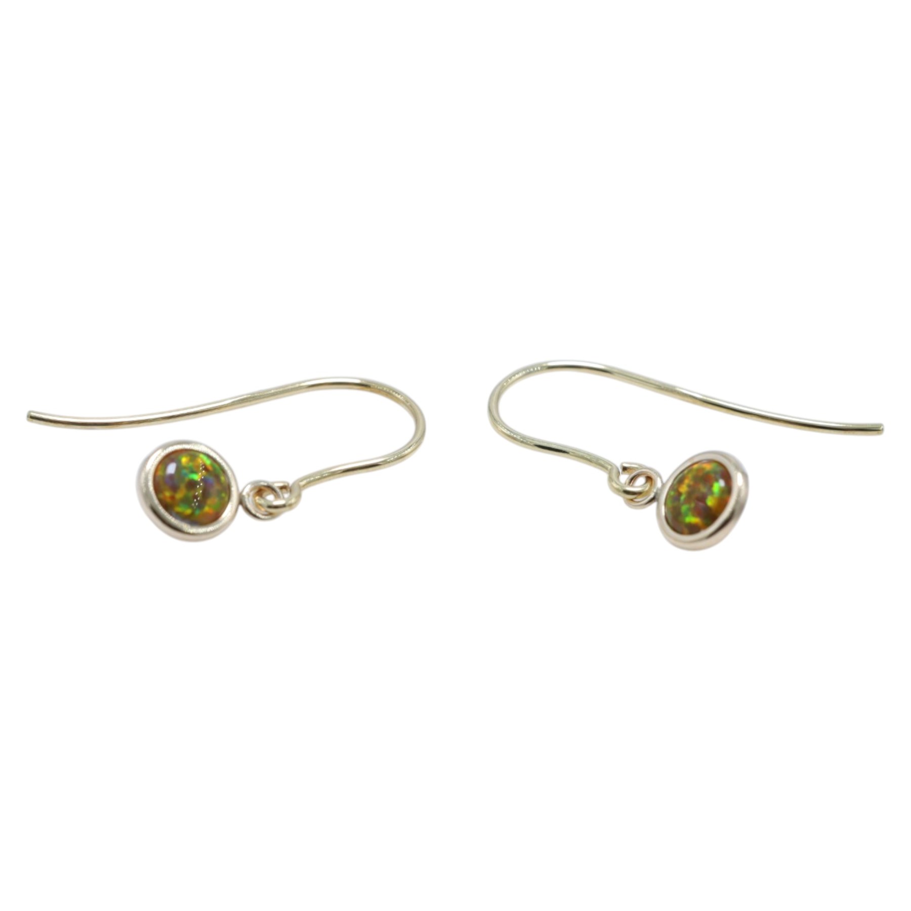Pair of 9ct gold opal pendant earrings, boxed