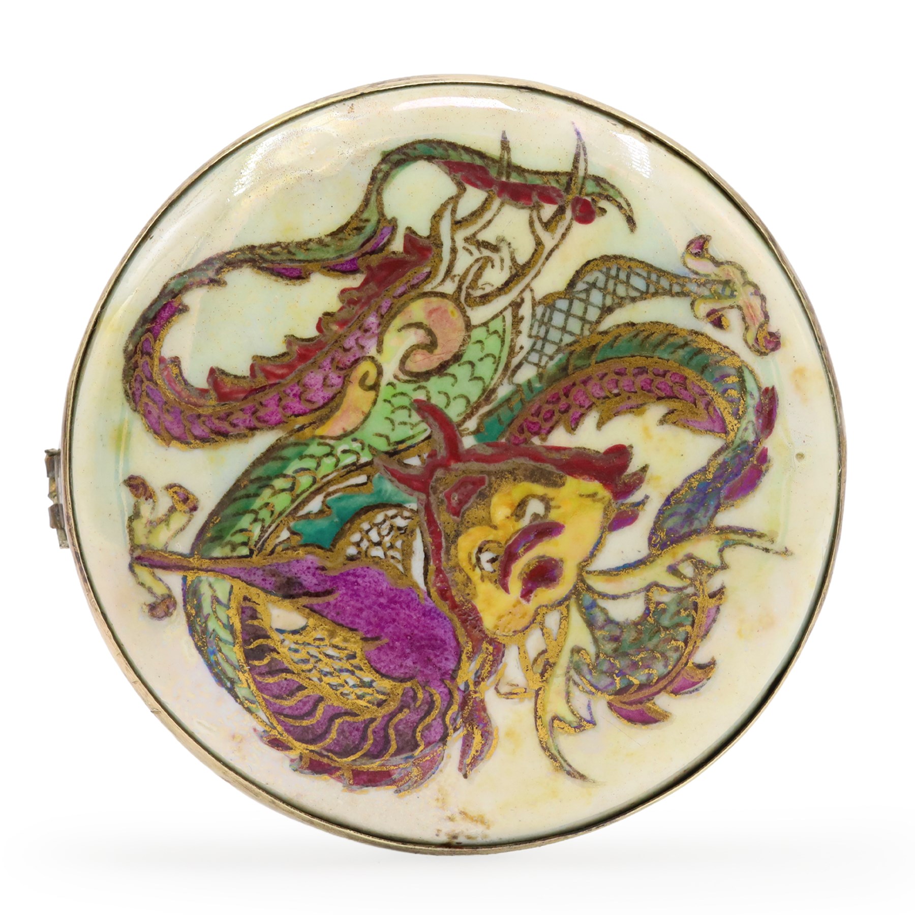 Wedgwood dragon lustre gilt brooch by Daisy Makeig-Jones, circa 1915