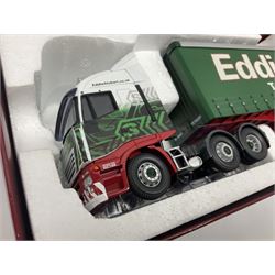 Corgi Eddie Stobart - three Hauliers of Renown lorries; CC14030 Volvo FH Facelift Curtainside; CC15002 Iveco Stralis Curtainside; and Seddon Atkinson Strato Curtainside; all boxed (3)