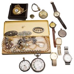 WWI silver manual wind wristwatch, London import mark 1916, French silver lever pocket wat...