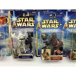 Star Wars - twenty-nine carded action figures comprising fourteen Attack of the Clones; six The Empire Strikes Back; four Return of the Jedi; and five others; all unopened blister packs (29)