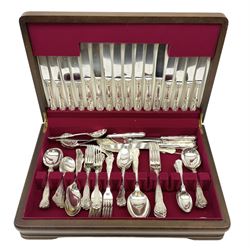 Silver plated Harrison Fisher & Co canteen of cutlery, stamped HF & Co, L46cm