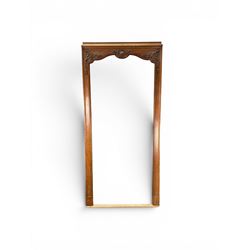 Early 20th century French oak window surround, shaped top with carved shell and acanthus leaf detail 