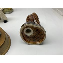 Beswick pigeon no 1383 and a collection of other ceramic animal figures including Campsie Ware lustre budgies, Kowa red fox and Labrador, two shire ponies, two sheep, etc 