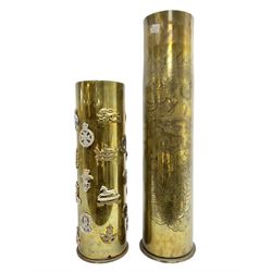 WW1 German brass shell case inscribed PATRONENFABRIK KARLSRUHE 1917 ...