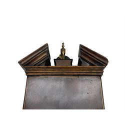 Hitzman & Co of Cambridge - Early 19th century mahogany mercury wheel barometer c1830,
With a broken pediment and finial, rounded base, and lined stringing to the edge, cast brass bezel with an 8-inch circular silvered register calibrated in inches and signed Hitzman & Co, Cambridge, with brass setting pointer to the glass, beneath an arched 12” Fahrenheit scale spirit thermometer with a silvered register. Joseph and Henry Heitzman were German barometer makers and clock importers who lived and worked in Trinity Street Cambridge 1820-1900, often found as here spelt Hitzman.
