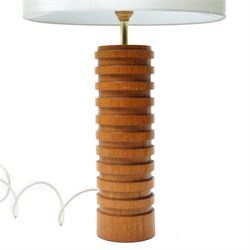 Two mid-century teak and brass table lights, excluding fittings H30cm and H23cm (2)