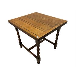 Early 20th century oak barley twist drawer-leaf dining table