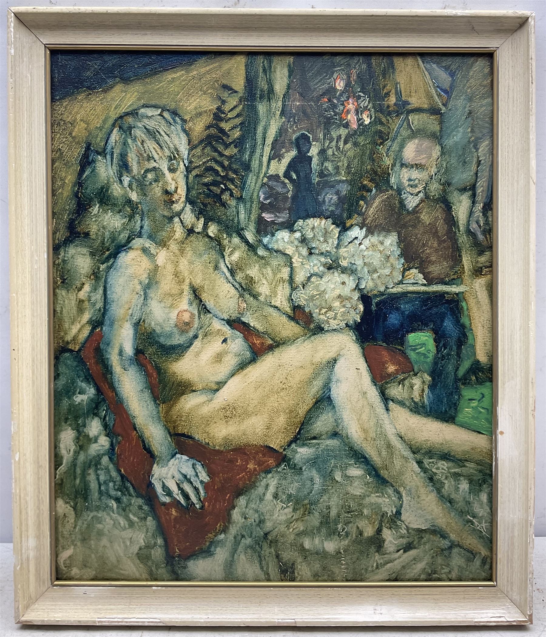Raymond Arthur Roadnight (British 1941-): Female Nude Studies, nine oils on board, one signed, max 60cm x 50cm (9)
Provenance: the artist's studio collection. Born in High Wycombe, Roadnight spent three years training under Patrick Reyntiens and John Piper creating stained glass windows for Liverpool and Coventry cathedrals. These works included the great baptistry window in the New Coventry Cathedral, the 'Lantern' atop the Catholic Cathedral in Liverpool, and the grand windows in Oundle School Chapel. He has exhited at Royal Academy, Alfred East Gallery, Chichele College in Higham Ferriers, and Burleighfield House in Loudwater.