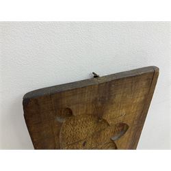 20th century hardwood Dutch folk art Speculaasplank or biscuit mould, typically carved with figure in traditional dress, H132cm