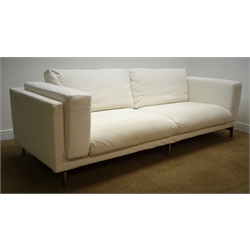  Ikea Nockeby four seat sofa with memory foam cushions, chrome supports, W251cm  
