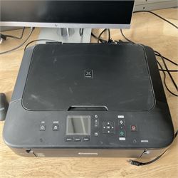 Two HP monitors, (22 and 24 inch), with Pixma MG5550 printer and wireless keyboard and mouse  - THIS LOT IS TO BE COLLECTED BY APPOINTMENT FROM DUGGLEBY STORAGE, GREAT HILL, EASTFIELD, SCARBOROUGH, YO11 3TX