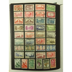  Collection of Belgium Colony and French Colony stamps in one album including Belgium Congo and Ruanda-Urundi, mint stamps, overprints, stamp pairs and blocks, Belgium Congo stamps with Ruanda-Urundi overprints, French Congo and other similar stamps  