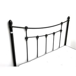 Victorian style black metal 4’ 6”  bedstead, with mattress 