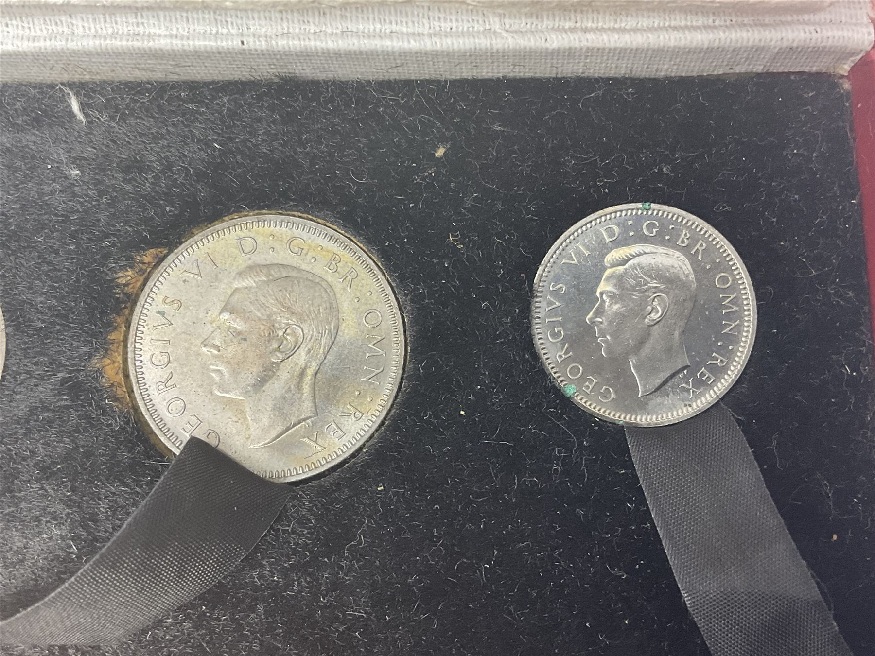 King George VI 1950 nine coin proof set, in Royal Mint red card box