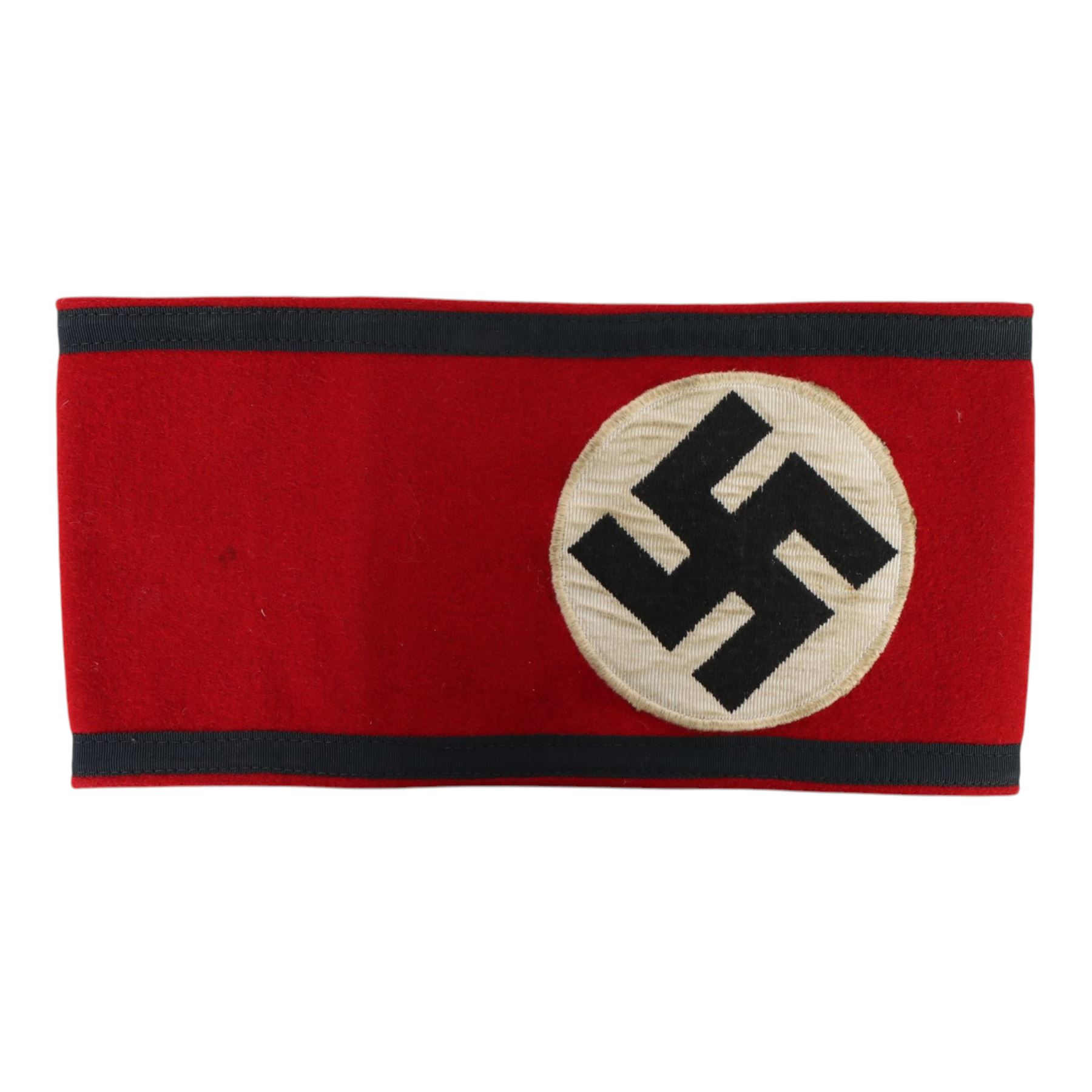 WWII Third Reich SS armband, with swastika and black borders, L23cm, W12cm