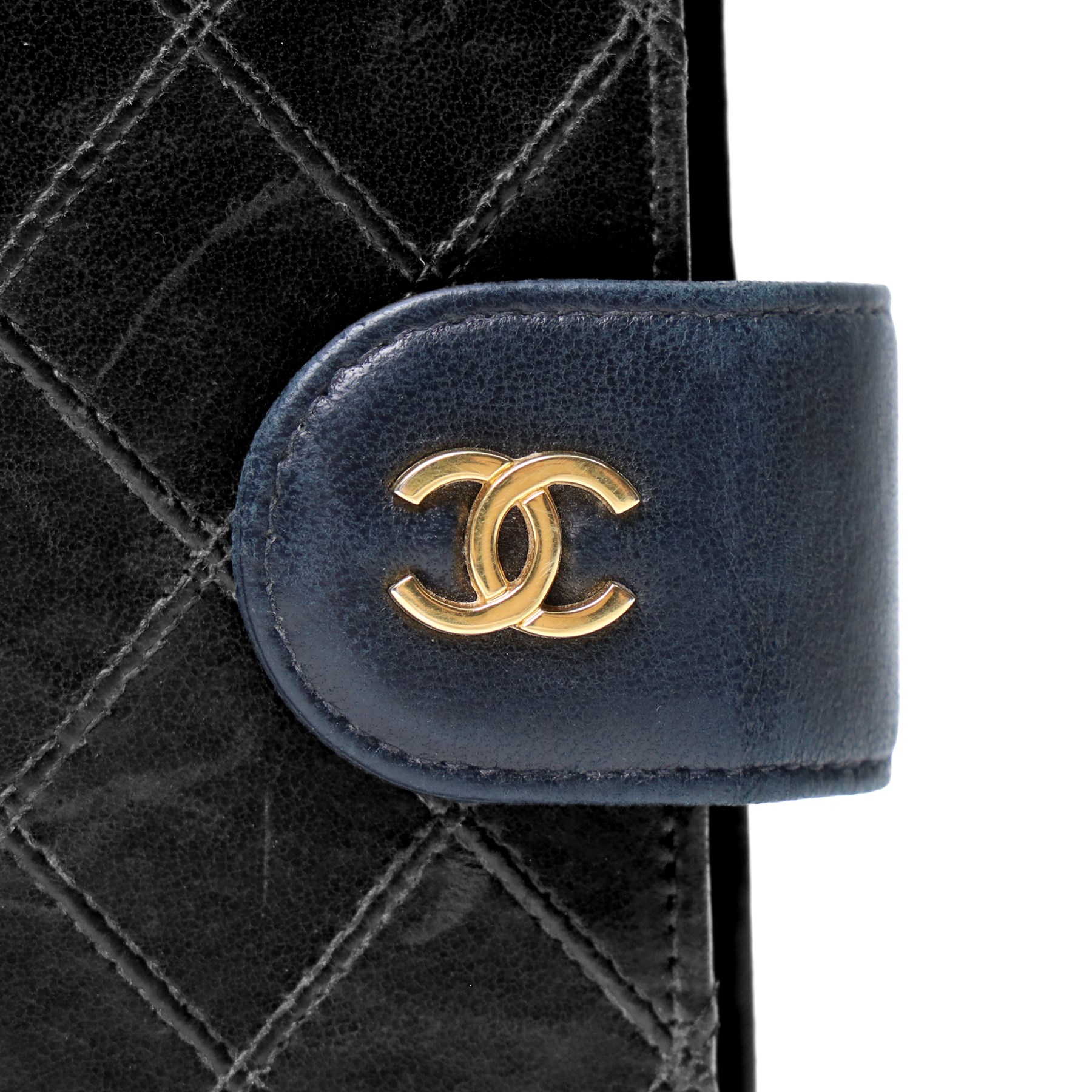 Chanel - vintage quilted black lambskin leather agenda cover, with gold-tone CC press-stud fastening, fitted interior and authenticity card, c.1990s