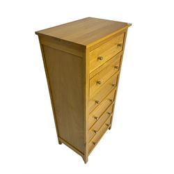 Light oak six drawer chest 