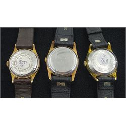 Four plated and stainless steel automatic wristwatches including Ermano and Romona both 30 jewels, Exactus and Tosal both 25 jewels
