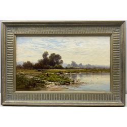 Alfred Walter Williams (British 1824-1905): 'The River Mole near Bletchworth - Surrey', oil on canvas signed with initials and dated 1875, 22cm x 37cm