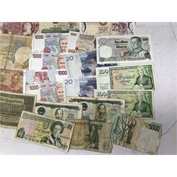 Great British and World banknotes, including Bank of England Page one pound 'EW57', Forde ten shillings 'C41N', various Belgian and Scottish notes etc