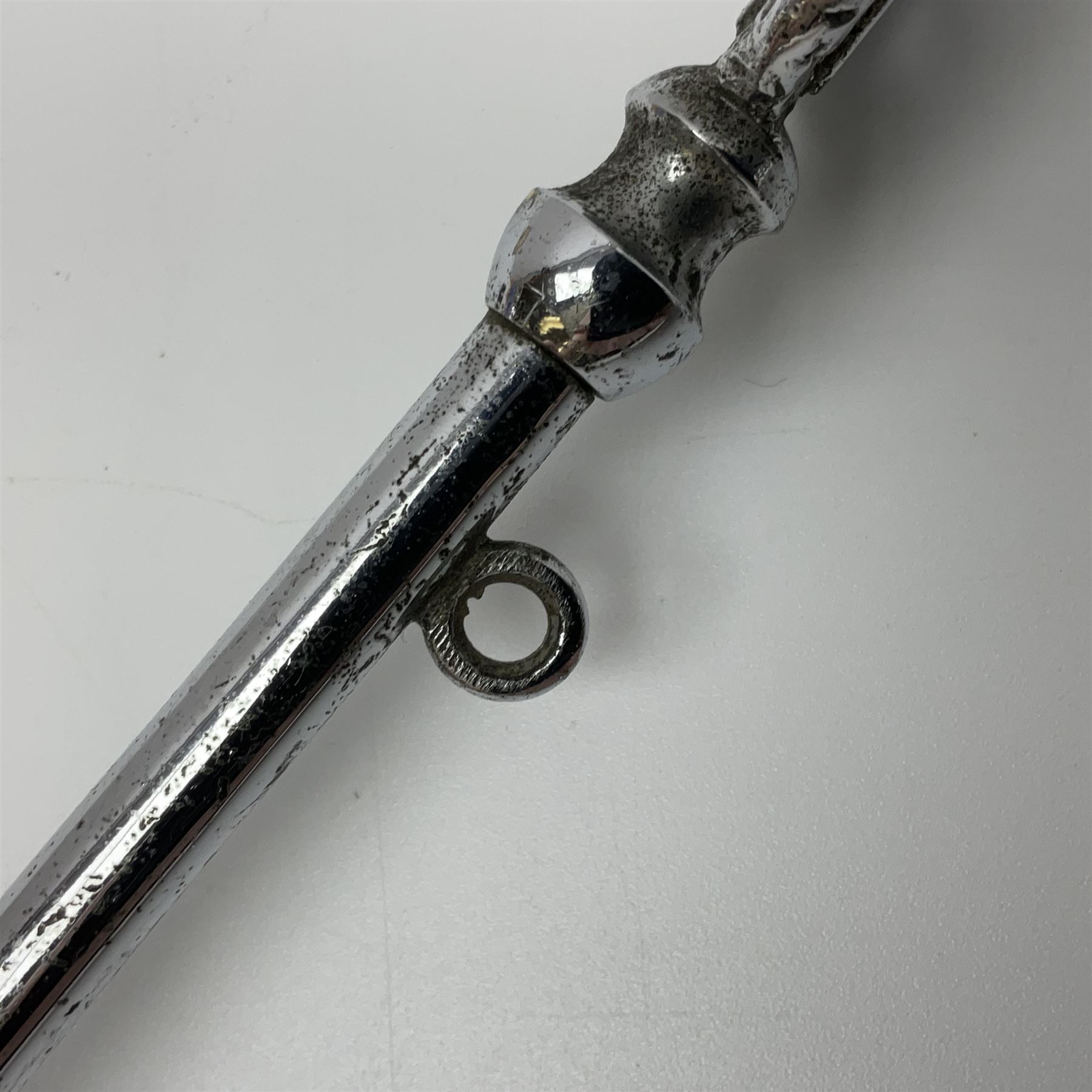 WW2 German chromium plated car pennant mounting pole with two fixing eyes L42.5cm including threaded fixing bolt