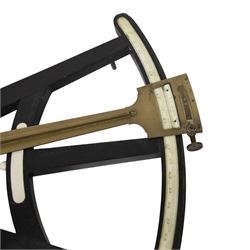 IVORY LICENCE 19th century ebony and brass octant, with inset ivory scale, unmarked, L35cm