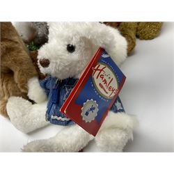 Eighteen Russ teddy bears including Ariella, Chloe, Spencer and Desmond,  mostly with tags, together with six other soft toys, tallest H42cm (24)