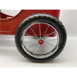 Red child's tin-plate pedal car with chrome detail, by Posh Paddles, Scarborough, H56cm, L80cm