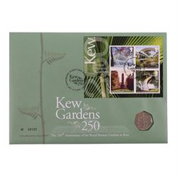 The Royal Mint United Kingdom 2009 'Kew Gardens' uncirculated fifty pence coin cover