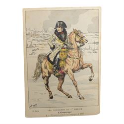 Three postcards of Napoleon, comprising JOB as L'Empereur, Napoleon in Chasseur a Cheval de la Garde tunic and Napoleon by J.L.E. Meissonier
