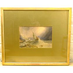 Circle of Henry Barlow Carter (British 1804-1868): Fishing Smacks off Scarborough, watercolour with scratching out unsigned 19cm x 28cm 