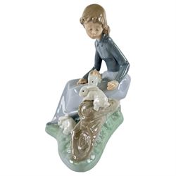 Lladro figure Pretty Pickings 5222, together with Nao figure Girl with Rabbits, Lladro H18cm  