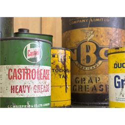 Petrolania - vintage Castrol 7lb grease tin, two other Castrol tins, a N.B.C (National Benzole company) crap grease tin, and two other tins (6) - COLLECTION BY APPOINTMENT FROM: The White House, Thirsk Road, Easingwold, York, YO61 3NF - CALL 01723 507111 TO ARRANGE