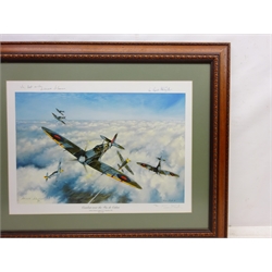  'Combat over the Pas de Calais - Johnnie Johnson's Spitfire Vb, 21st September 1941', limited edition colour print No.494/500 after Simon Smith (British 1960-) signed by the artist and Johnnie Johnson 41cm x 57cm  