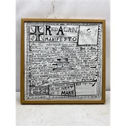Sir Grayson Perry RA (British 1960-): 'Red Alan Manifesto', digital print on a cotton napkin 50cm x 50cm