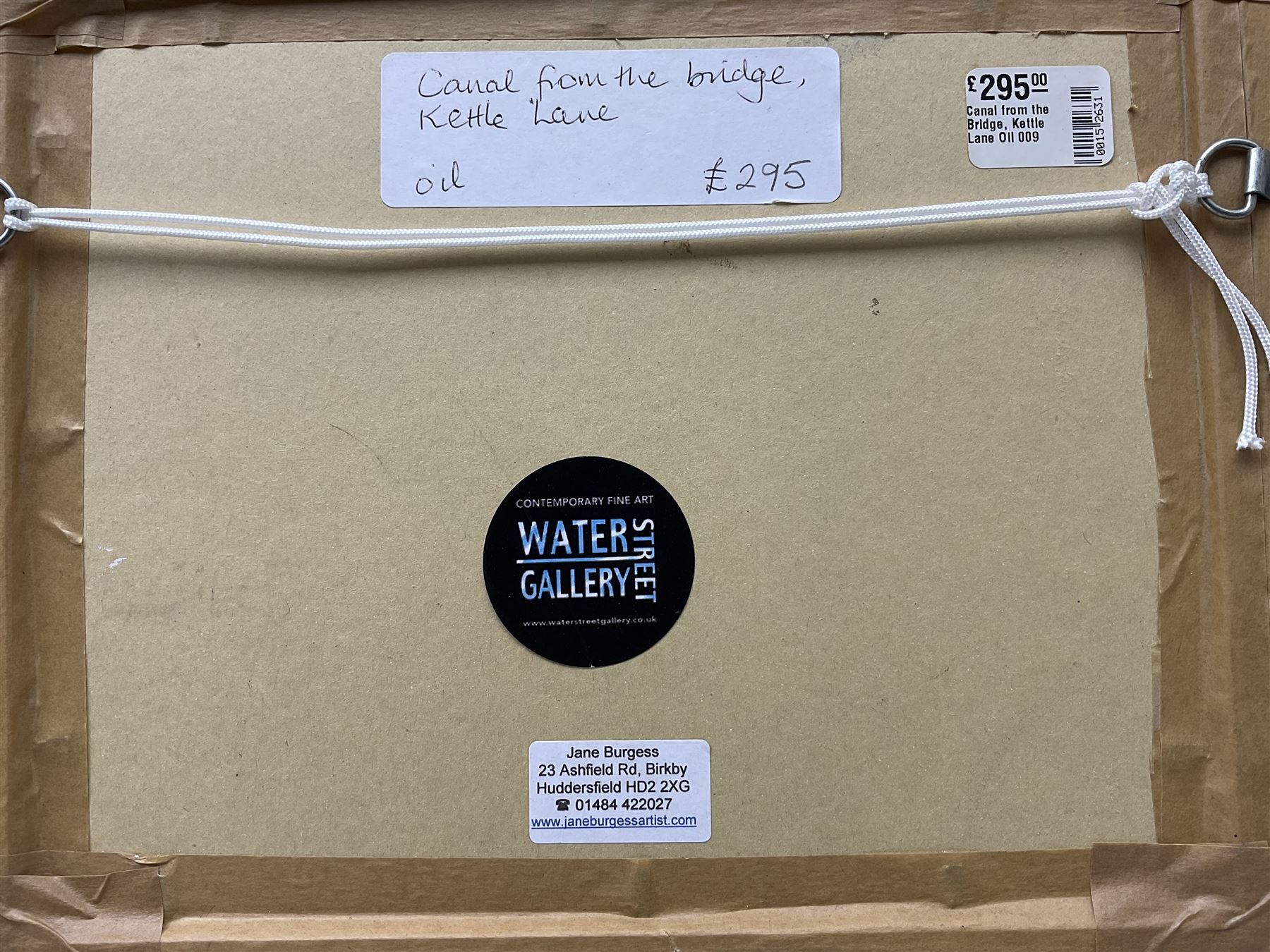 Jane Burgess (British 1948-): 'Canal from the Bridge - Kettle Lane' Maidstone, oil on canvas board signed, titled verso 19cm x 24cm