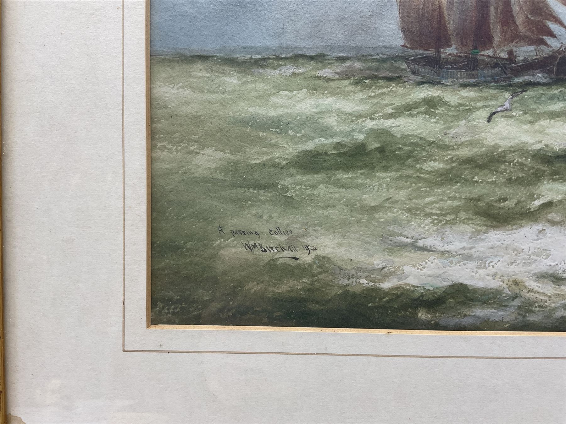 William Minshall Birchall (American 1884-1941): 'A Passing Collier', watercolour signed titled and dated 1920, 25cm x 35cm 