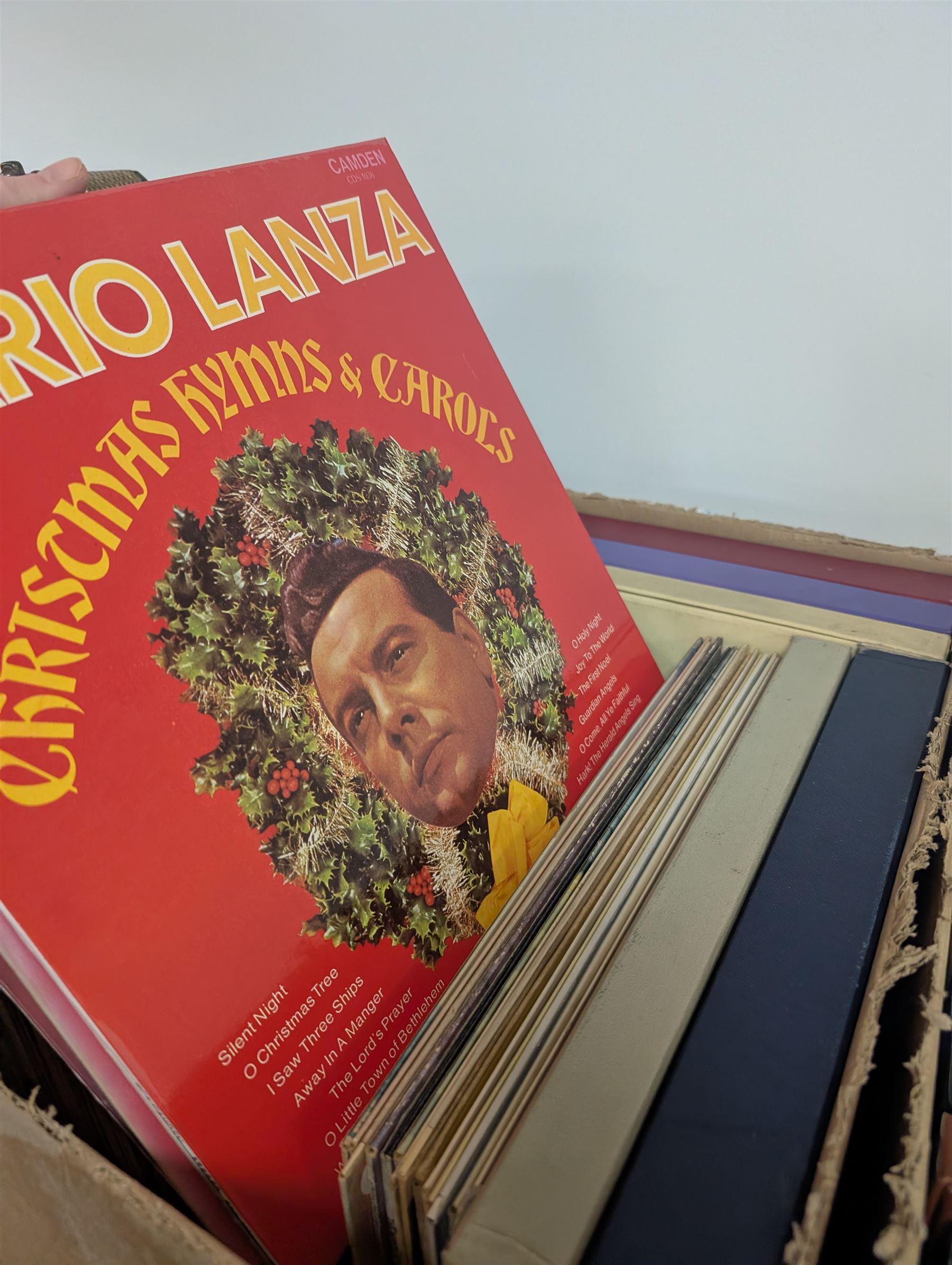 Large collection of vinyl LPs, together with a small collection of 7 inch vinyl records and CDs, with a Dansette record player and a small Hi-Fi cabinet