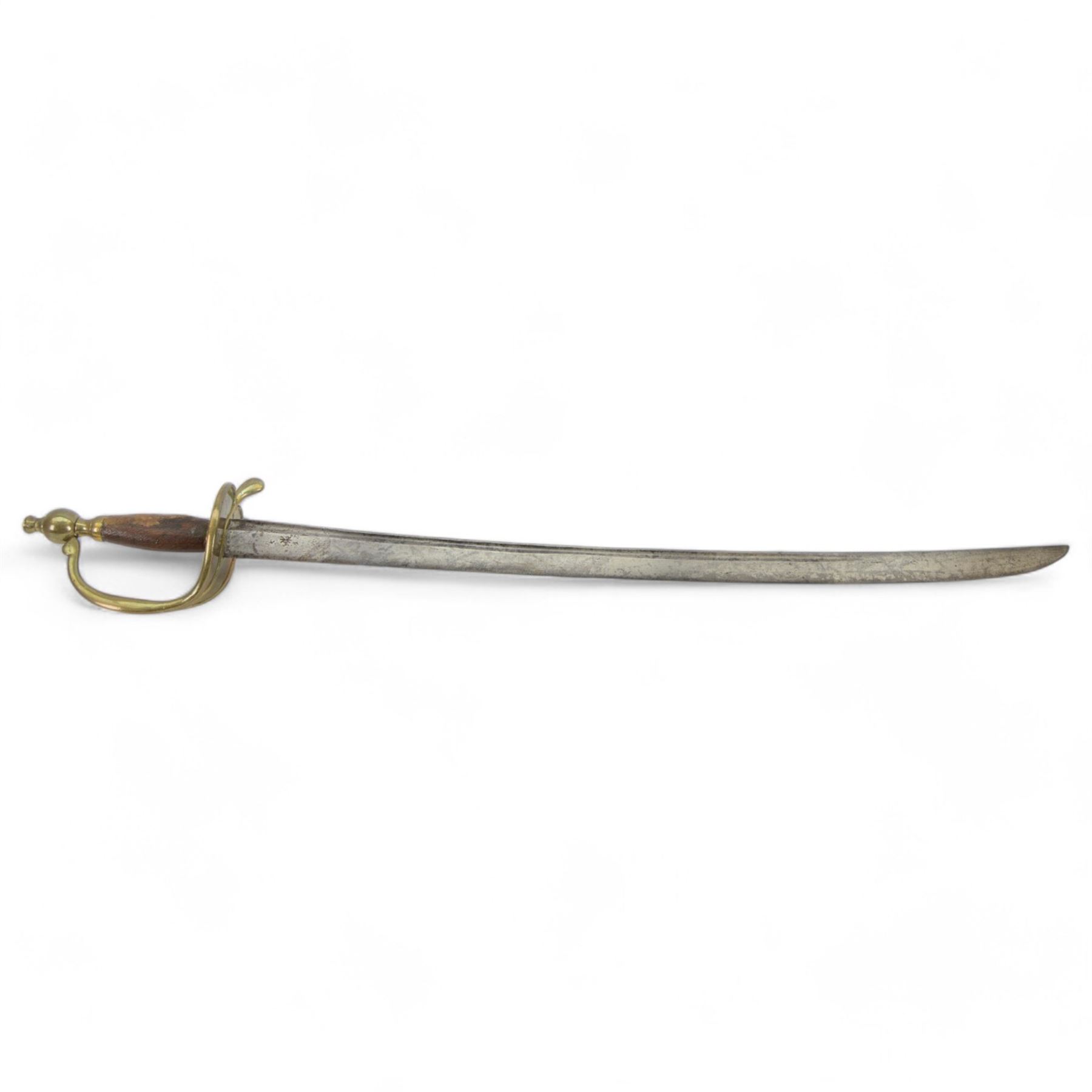 African Sudanese side-arm dagger with brass handle with cross detail, in leather scabbard, together with a collection of swords 
