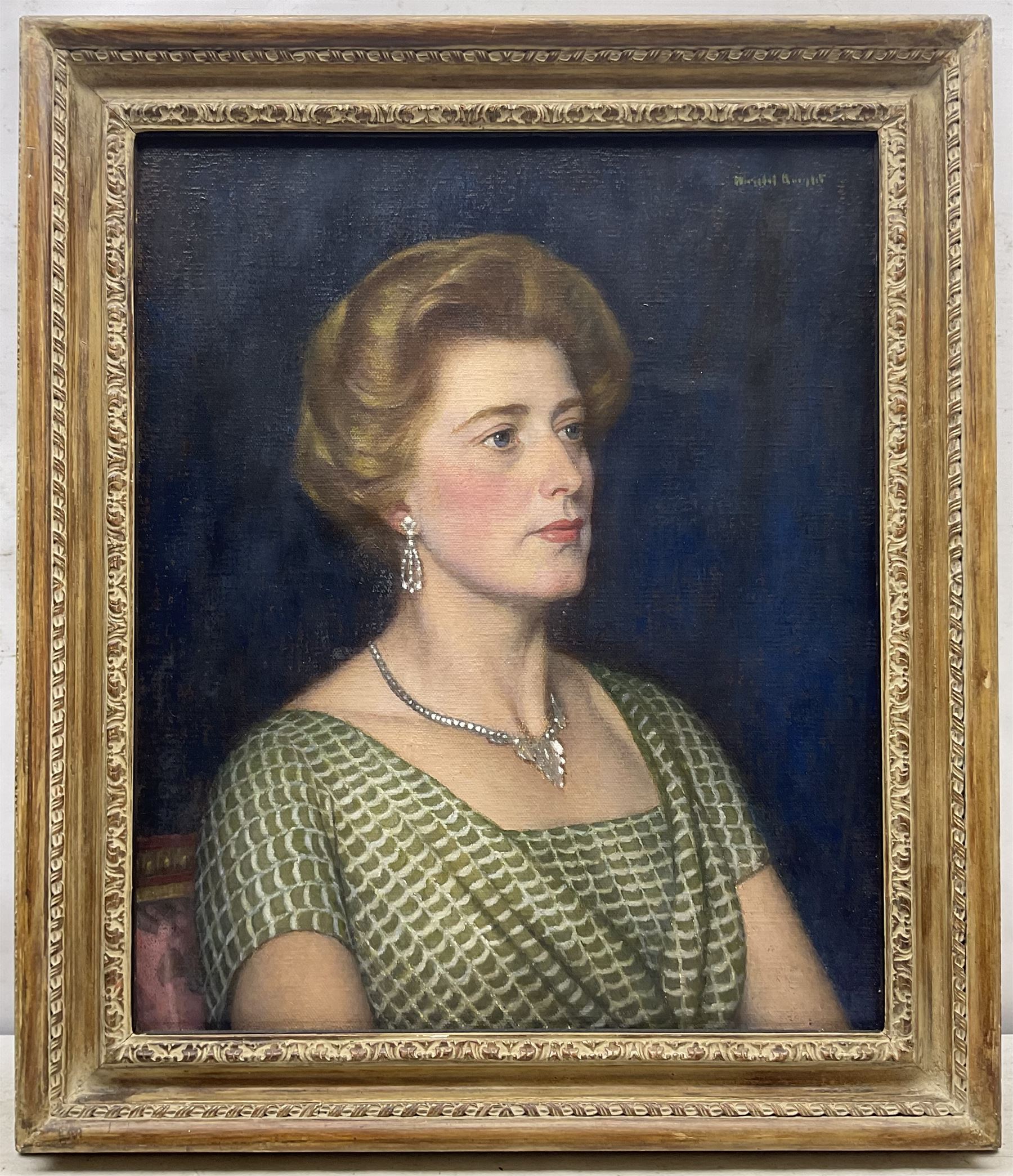 Harold Knight (Staithes Group 1874-1961): Portrait of Mrs Herma Levitt (neé Lang), oil on canvas signed, James Bourlet label verso 60cm x 50cm