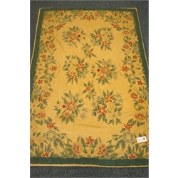  Kashmiri crewel work hand stitched rug, floral design with cream field, 153cm x 101cm  