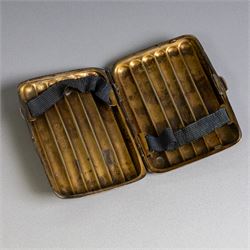 Two early 20th century silver cigarette cases, comprising a rectangular example with foliate decoration and vacant shield cartouche and a 1920s example with engine turned decoration and engraved initials, both hallmarked
