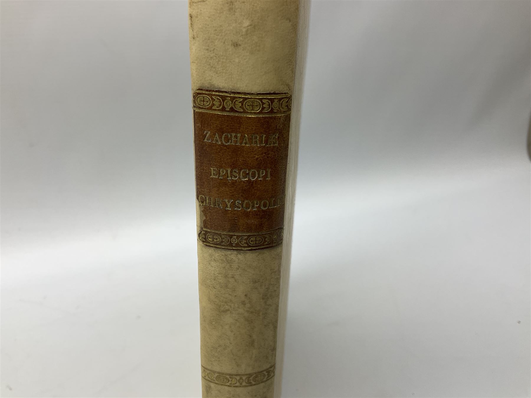 Zacha Riae Episcopi Chrysopolita Ni, Uiri Suo Tempore Celeberrimi, In Unu Ex Quatuor Fiue De Concordia Evangelistarum, Libri Quatuor, Iam Nunc Primu Typis Excusi .... 1535 Eucharius Ceruicornus Excudebat. Title page with border of engraved figures. Later full vellum binding.
