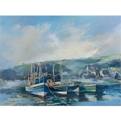 Tom Harland (Yorkshire 1945-2012): Cornish Harbour Scene, oil on canvas signed 60cm x 80cm