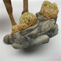 Country Artists Red Deer Stag and a Border Fine Arts Friesian Cow and Calf figure, Stag H30cm