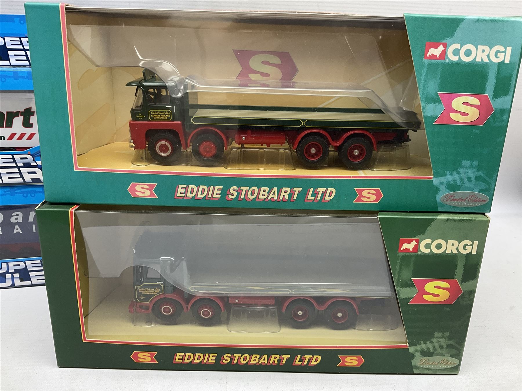 Corgi Eddie Stobart - four lorries in the Superhaulers Series Nos. TY86650, TY86649, TY86647 & TY86646; three other lorries Nos. 23203, 29103 & 20903; all boxed; and two unboxed lorries (9)