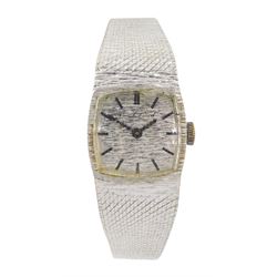Bueche Girod 9ct white gold ladies manual wind bracelet wristwatch, hallmarked