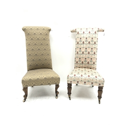 Two Victorian Prie-dieu upholstered chairs