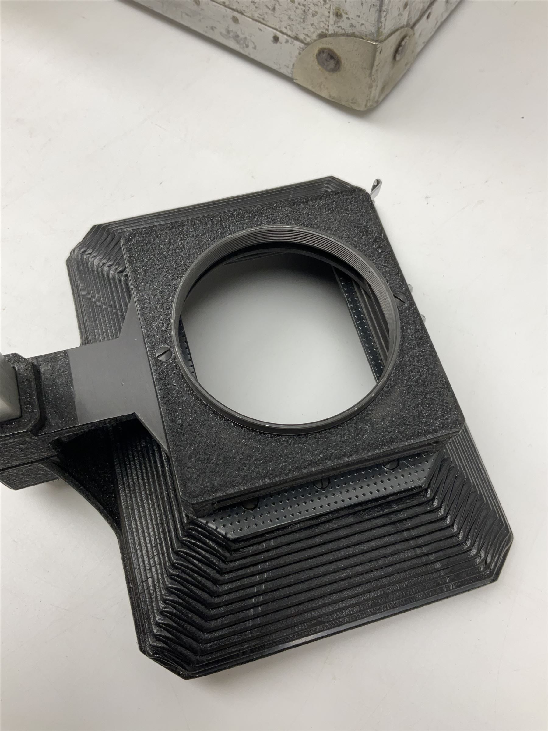 Arriflex 16SB camera body, serial no. 1784, with ' Carl Zeiss Distagon 1:2 f=8mm' lens, serial number 3860224, 'Carl Zeiss Jean Tessar 2/16' lens, serial no 3624355, camera pistol grip and other accessories, in fitted hard case